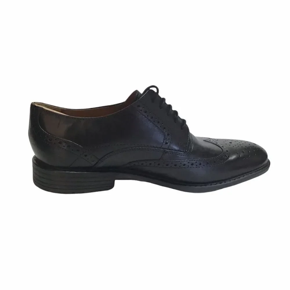Bostonian Garvan Edge Mens 12 M Wingtip Oxford Dress Shoes Black Leather NEW